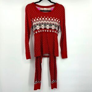 Hanna Andersson Heritage Fairisle In Red 2pc Long John Set‎ in Sz XS